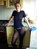 Real amateurs in black pantyhose from private collections