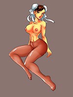 Hentai street fighter girl in pantyhose shows her sexy body