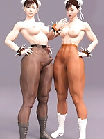 Drawn images of girls and tgirls street fighters fuckings in pantyhose