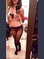 Amateur selfie of girls in pantyhose